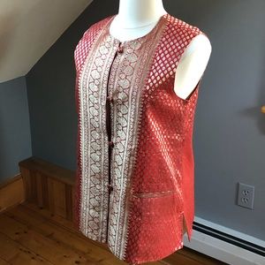 90’s Sari Fabric Red & Gold Boho Top